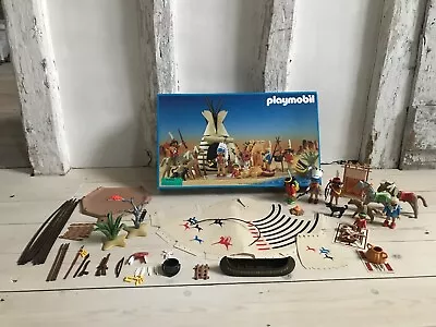 Buy Vintage Playmobil 3733 Western Native American Teepee Village Indian Camp • 70£