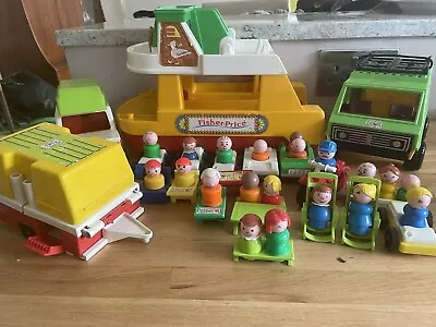 Buy Vintage Retro Fisher Price Ferry Boat  1970s Little People Jeep Camper Bundle • 45£
