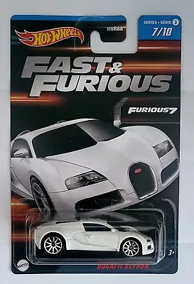 Buy Hot Wheels 2023 Fast & Furious - Series 3 #7 Bugatti Veyron White Furious 7 • 19.99£