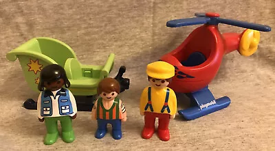 Buy Vintage Playmobil 123 Geobra Helicopter, Sleigh & 3 People Figures Toys Bundle. • 9.99£