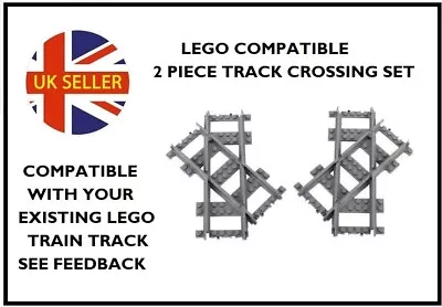 Buy City Trains Track Crossing Set Of 2 Pieces:Compatible With Lego Train Track • 7.99£
