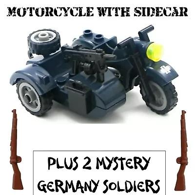 Buy Military Building Blocks Germany Army Motorcycle Set - WW2 Soldiers + Rifles • 7.99£