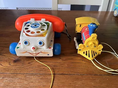 Buy Vintage Fisher Price Pull Along Chatterbox Telephone And Toot Toot Train • 0.99£
