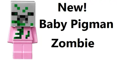 Buy Minecraft PIGMAN Zombie Baby Pink Body Gray Head Minifigure LEGO Green Slime • 9.52£