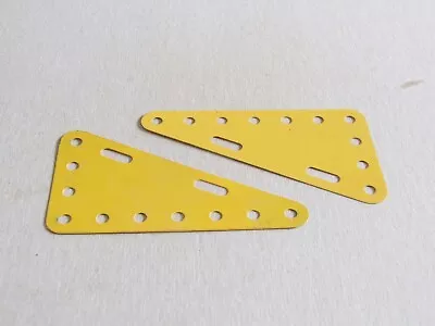 Buy 2 Meccano 4 X 7 Hole Triangular Flexible Metal Plates 225 English Yellow Unstmpd • 3£