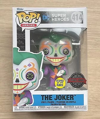 Buy Funko Pop DC Heroes The Joker Dia De Los Muertos GITD #414 + Free Protector • 14.99£