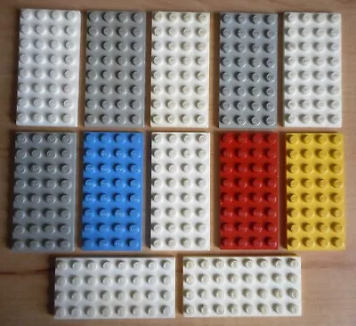 Buy 12x Vintage Lego Old White/Grey/Red/Blue 4 X 8 Stud Base Plate Part Building Toy • 7.99£