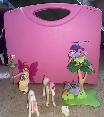 Buy Playmobil Set 5995 Fairy Princess With Unicorns In Pink Carry Case - VGC • 7.99£