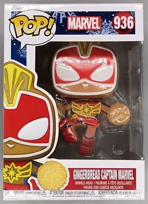 Buy #936 Gingerbread Captain Marvel - Marvel Funko POP With POP Protector • 14.99£