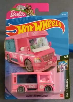 Buy Hotwheels Barbie Dream Camper  Hw Getaways  Pink 2020 Long Card • 6.25£