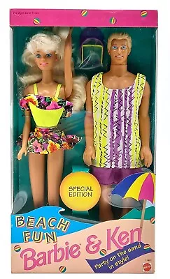 Buy 1993 Barbie & Ken Beach Fun Set Of 2 Dolls / Special Edt. / Mattel 11481, NrfB • 76.78£