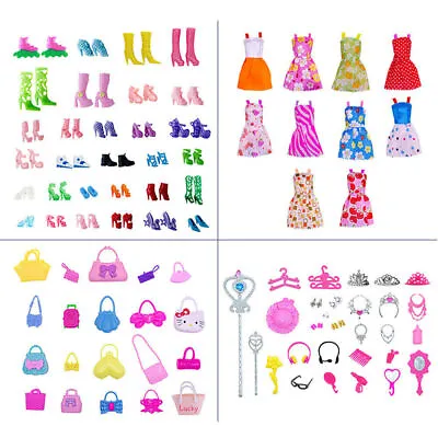 Buy 30cm Barbie Doll Dresses Shoes＆Jewellery Clothes Accessories Dress Up Outfit Set • 8.32£