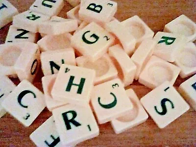 Buy Scrabble Original Mattel Spare Tiles .. Round Back .. Green Letters - Choose  • 0.99£
