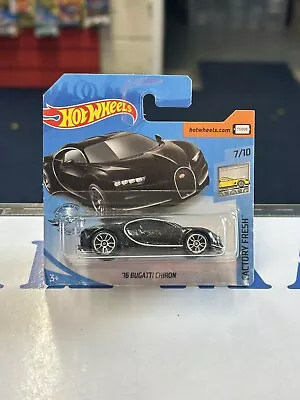 Buy Hot Wheels Factory Fresh 7/10 '16 Bugatti Chiron Black Short Card • 9.99£