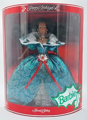 Buy 1995 Happy Holidays Barbie Doll / African American / Mattel 14124, Original Packaging Open • 62.34£