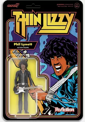 Buy Thin Lizzy Reaction Figures Phil Lynott (Black Leather)  Super 7  New+ In Stock • 18.95£