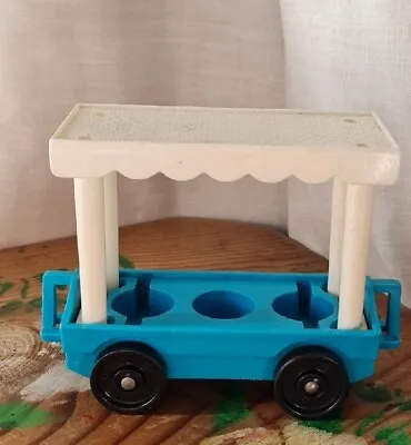 Buy Vintage Fisher Price Zoo  Cart Trailer 1984 Blue White Toy Learn Educational • 5.99£