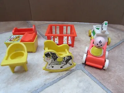 Buy Vintage Fisher Price Little People Baby Figure And Accessories • 7.50£