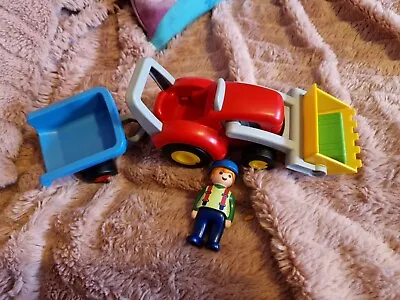 Buy Playmobil 123 6964 - Tractor With Trailer Vehicle Playset • 15£
