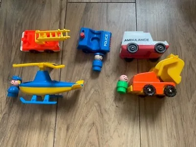Buy Vintage Fisher Price Vehicles And Little People Bundle Police Fire Engine Etc. • 10£