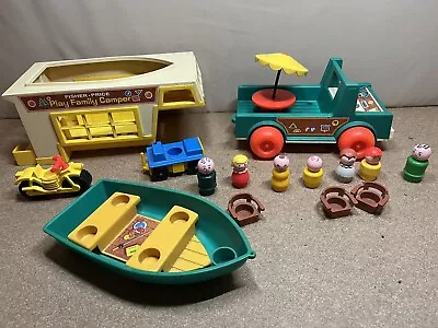 Buy Vintage 1972 Fisher-Price Play Family Camper Van Camping Boat With Figures  • 19.56£