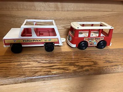 Buy Vintage Fisher Price Little People Station Wagon Jeep Truck And Mini Bus • 25£