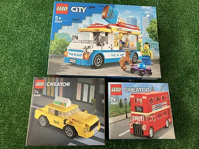 Buy 3 LEGO Vehicle SETS ~ 60253 City Ice-Cream Truck + 40468 Taxi + 40220 London Bus • 39£