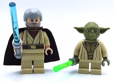 Buy Lego Lot Of 2 Star Wars Minifigs Obi-wan Kenobi & Yoda With Lightsabers • 14.13£
