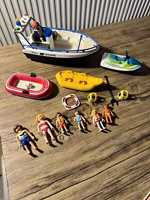 Buy Playmobil Geobra 2005 Zoll Douane Customs Boat With Figures & 3 Boats • 10£