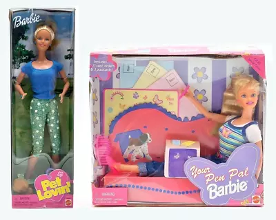 Buy Set Of 2x Mattel Barbie Doll: 1998 Your Pen Pal 23221 + 1999 Pet Lovin' 28880 • 51.38£