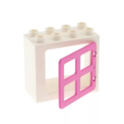 Buy 1x LEGO Duplo Window Frame Small 2x4x3 White Door 1x4x3 Pink 90265 61649 • 3.48£