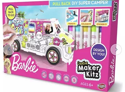 Buy Barbie Pull-Back DIY Super Camper NEW Gift Make Motor Drivencamper Decorate • 18.99£