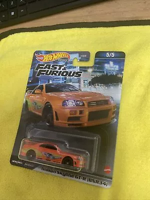 Buy Hot Wheels Premium Fast And Furious NISSAN SKYLINE GT-R BNR34 Real Riders R34 • 11£