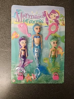 Buy 3 Piece Princess Mermaid Dolls Toys Accessories Girls Kids Bath / Swimming Pool  • 3.99£
