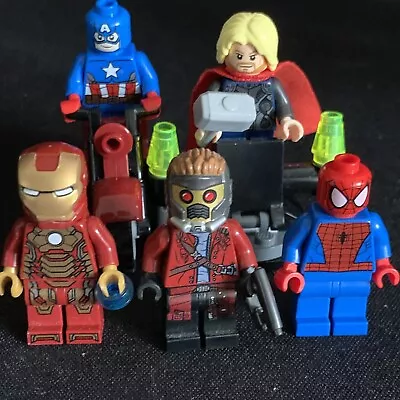Buy Genuine Lego Minifigures Bundle Avengers Iron Man Thor Star Lord Spider-Man Cap • 28.99£