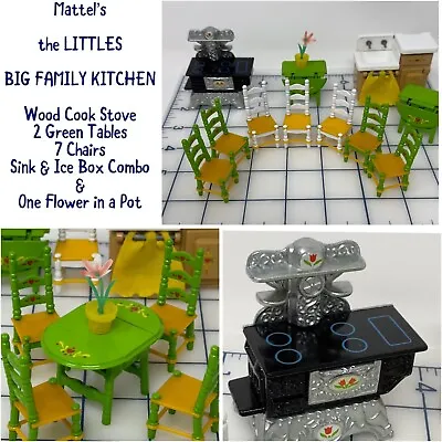 Buy Mattel Littles Dollhouse Collectibles: KITCHEN Stove Sink Tables Chairs ETC 1:24 • 60.48£