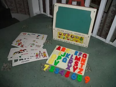 Buy Vintage Fisher Price School Days Desk Play Desk With Stencils Numbers Letters • 17.98£