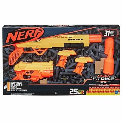 Buy NERF Alpha Strike MISSION OPS SET 4 Blasters 2 Half-Targets 25 Darts Playset • 27.90£