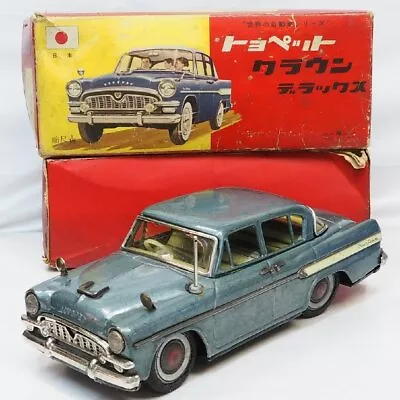 Buy Tin Toy Car Toyopet Crown Deluxe W/Blue Mirror Automobile  BANDAI Red Box Japan • 1,464.01£