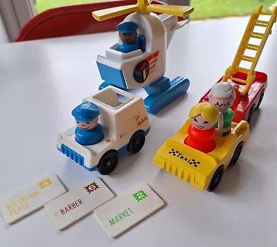 Buy 1978 Fisher Price Little People Helicopter Mail Postman Fire Engine Taxi Figures • 14.99£