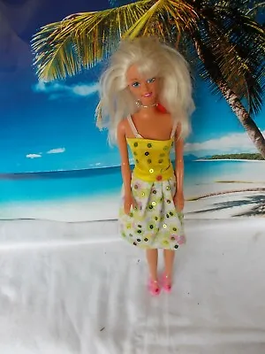 Buy Barbie Doll, With Floral Skirt And Yellow Top, Long Blonde Hair • 17.22£