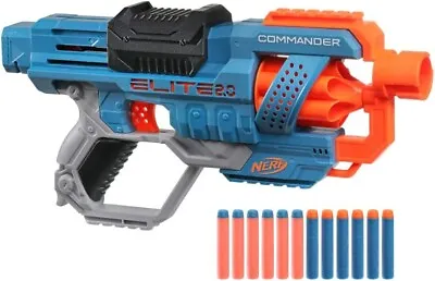 Buy Nerf Elite 2.0 Commander RD-6 Blaster, 12 Official Nerf Darts, Hasbro Toy Gun • 7.99£