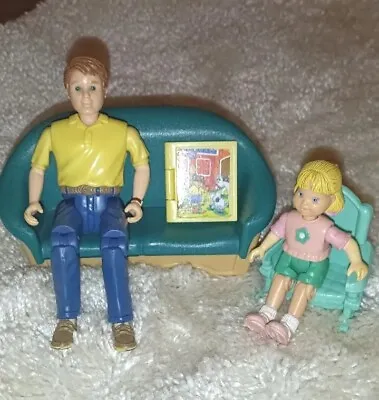 Buy Vintage Fisher Price Loving Family Dad Little Girl Couch Chair  Reading Book  • 21.99£