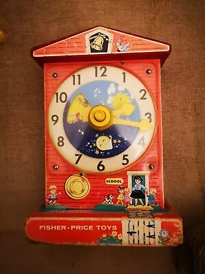 Buy Vintage Fisher Price Music Box Teaching Clock  1962-1968. See Description  • 8£