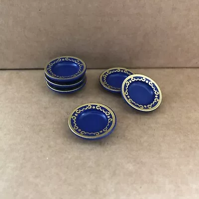 Buy Playmobil 6 X Blue Gold Victorian Dinner Plates, Dining Dolls House Spares A2 • 2£