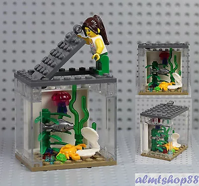 Buy LEGO - Fish Tank & Girl Minifigure Jellyfish Crab Clam Animal Aquarium Pet Shop  • 15.15£