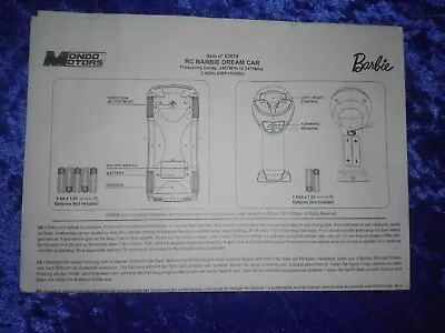 Buy RC Barbie Dreams Car Radio Control Barbie Machine Instructions Art.2695 • 6.06£