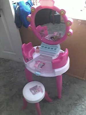 Buy Nice Barbie Girls Pink Dressing Table And Stool ,fun Play , Vgc • 19.99£