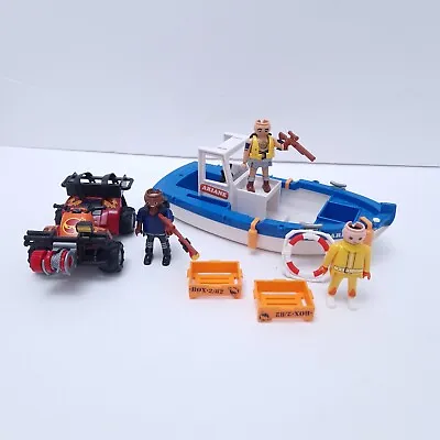 Buy Playmobil Fishing Boat Bundle With Three Figures An ATV And Accessories • 10.88£