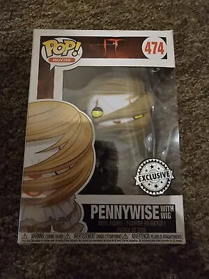 Buy Pennywise With Wig Funko Pop Vinyl Figure #474 IT Clown Yellow Eyes  • 12.89£